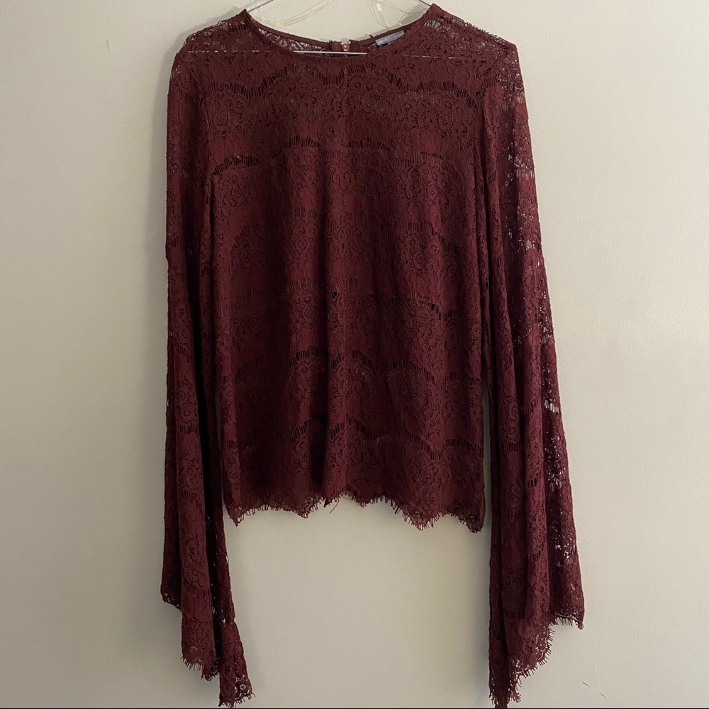 Charlotte Russe Cranberry Lace Detail Long-sleeve